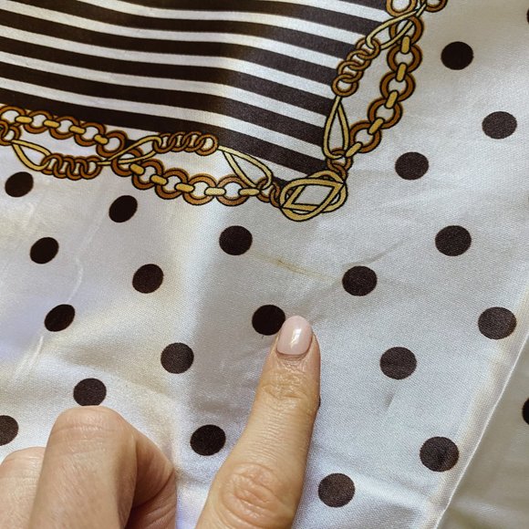 Satin Chocolate Polkadot Gold Chain Scarf Top - Picture 7 of 8